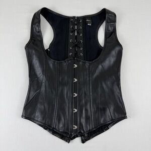 Alivila. Y Fashion Corset Faux Leather Steampunk Corset Victorian Bustier Top, M